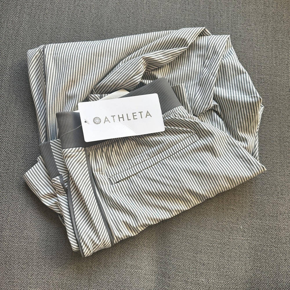 Athleta Gray Pin Stripe Brooklyn Textured Ankle Pant Women's. New with tags!